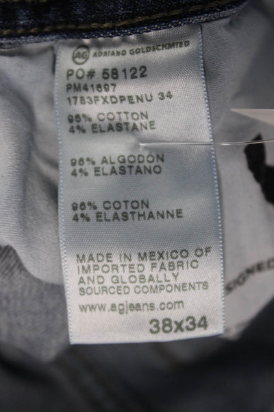 AG Adriano Goldschmied Mens Straight Blue Jeans Button Inseam 34 Size 38