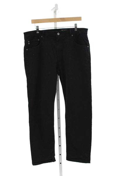 AG Adriano Goldschmied Mens Straight Black Cotton Jeans Size 36