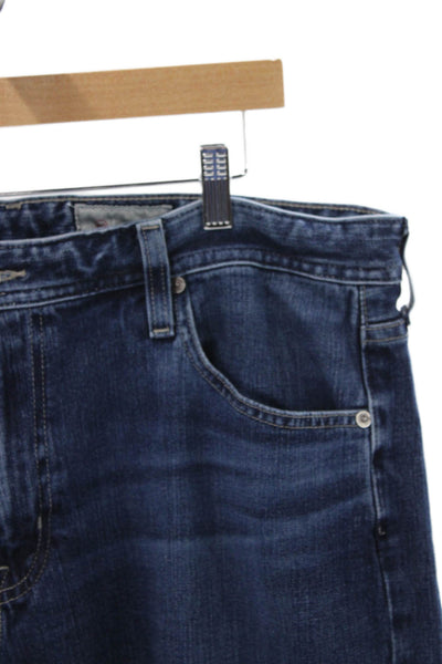 AG Adriano Goldschmied Mens Straight Jeans Blue Button Size 38