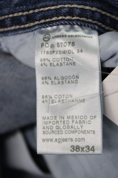 AG Adriano Goldschmied Mens Straight Jeans Blue Button Size 38
