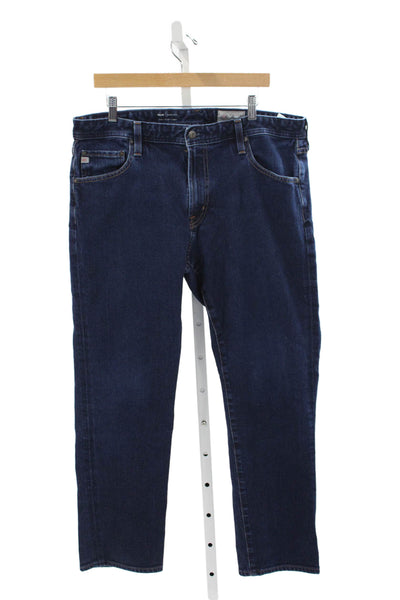 AG Adriano Goldschmied Mens Straight Jeans Blue Cotton Button Fly Size 38