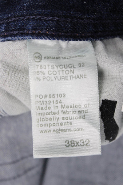 AG Adriano Goldschmied Mens Straight Jeans Blue Cotton Button Fly Size 38