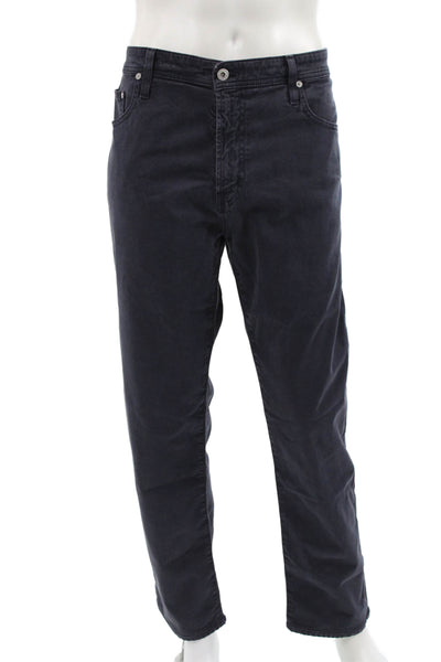 AG Adriano Goldschmied Mens Straight Jeans Blue Cotton Blend Button Size 38