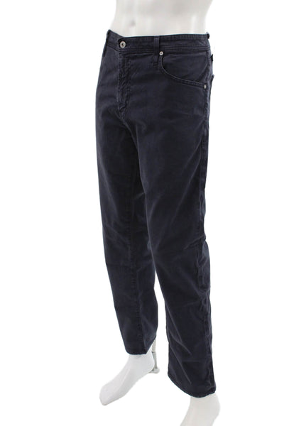 AG Adriano Goldschmied Mens Straight Jeans Blue Cotton Blend Button Size 38