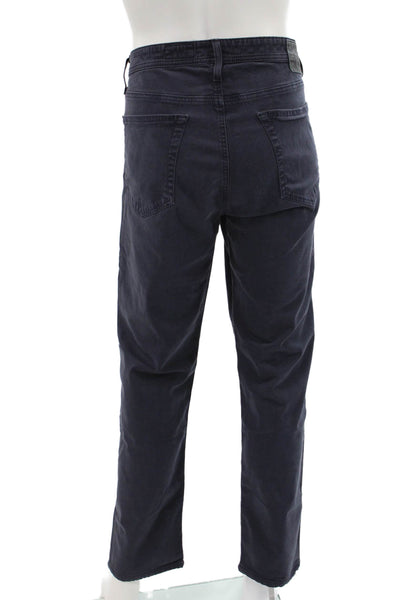AG Adriano Goldschmied Mens Straight Jeans Blue Cotton Blend Button Size 38