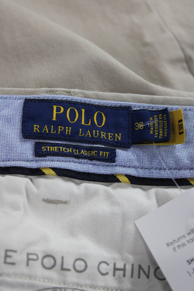 Polo Ralph Lauren Mens Chino Shorts Beige Button 97% Cotton Size 38