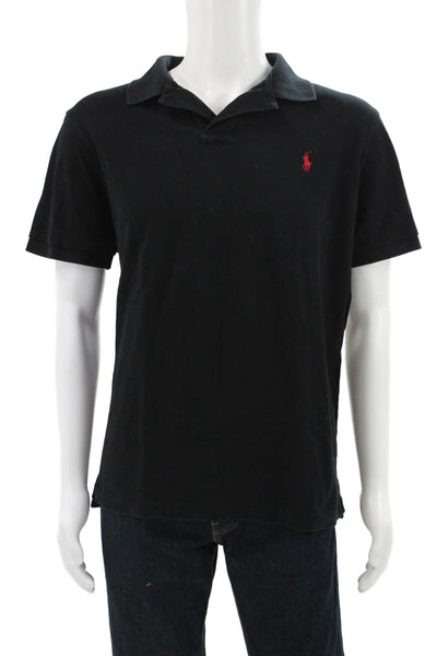 Polo Ralph Lauren Mens Black Polo Shirt Short Sleeve Cotton Size XL