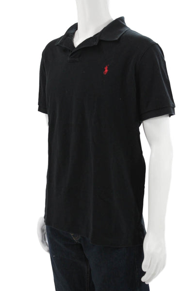 Polo Ralph Lauren Mens Black Polo Shirt Short Sleeve Cotton Size XL