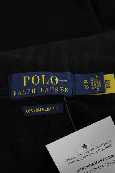 Polo Ralph Lauren Mens Black Polo Shirt Short Sleeve Cotton Size XL