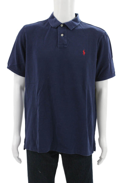 Polo Ralph Lauren Mens Polo Shirt Blue Cotton Short Sleeve Solid Size L
