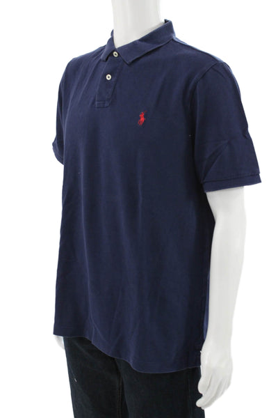 Polo Ralph Lauren Mens Polo Shirt Blue Cotton Short Sleeve Solid Size L