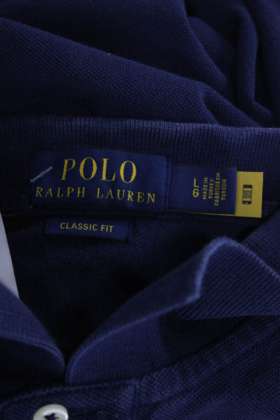 Polo Ralph Lauren Mens Polo Shirt Blue Cotton Short Sleeve Solid Size L