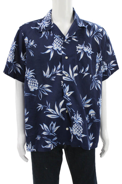 Polo Ralph Lauren Mens Cotton Pineapple Print Button Down Shirt Blue Size XL