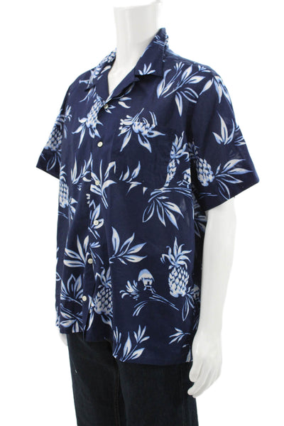 Polo Ralph Lauren Mens Cotton Pineapple Print Button Down Shirt Blue Size XL