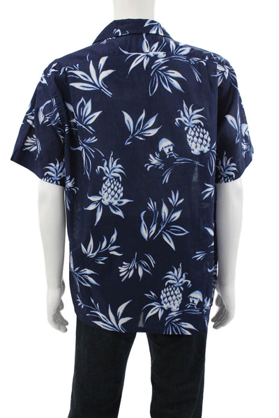 Polo Ralph Lauren Mens Cotton Pineapple Print Button Down Shirt Blue Size XL