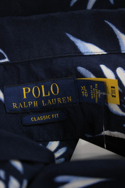 Polo Ralph Lauren Mens Cotton Pineapple Print Button Down Shirt Blue Size XL
