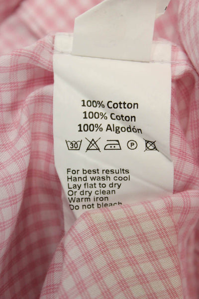 Peter Millar Mens Pink Check Dress Shirt Button Up 100% Cotton Size XL