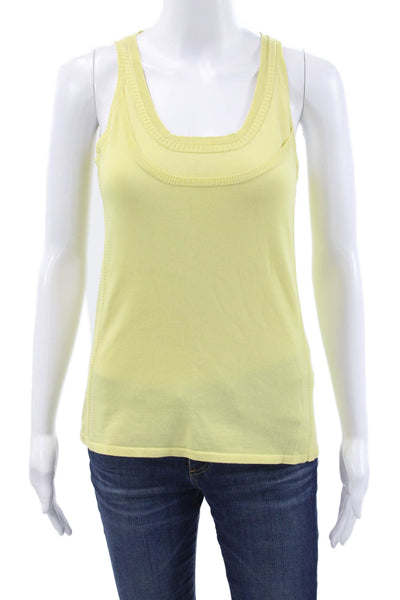 Akris Punto Womens Basic Yellow Sleeveless Tank Scoop Neck Size 8