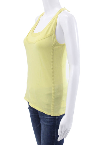 Akris Punto Womens Basic Yellow Sleeveless Tank Scoop Neck Size 8