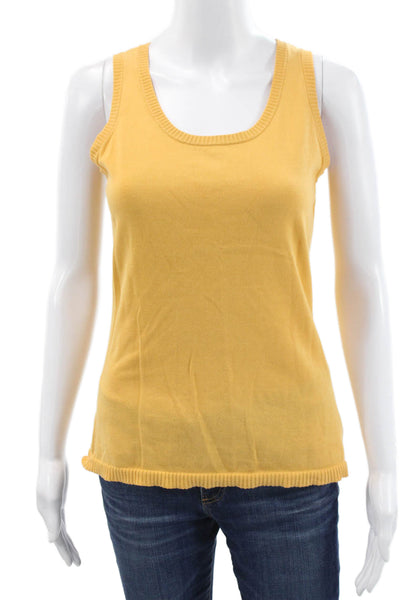 Akris Punto Womens Basic Scoop Neck Cotton Sleeveless Tank Yellow Size 6