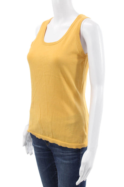 Akris Punto Womens Basic Scoop Neck Cotton Sleeveless Tank Yellow Size 6