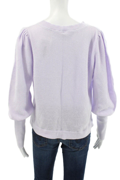 Margaret OLeary Womens Purple Organic Cotton Crew Pullover Longsleeve Size M