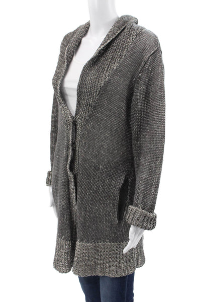 Margaret OLeary Women Collared Gray Cardigan Polyester Blend Size M