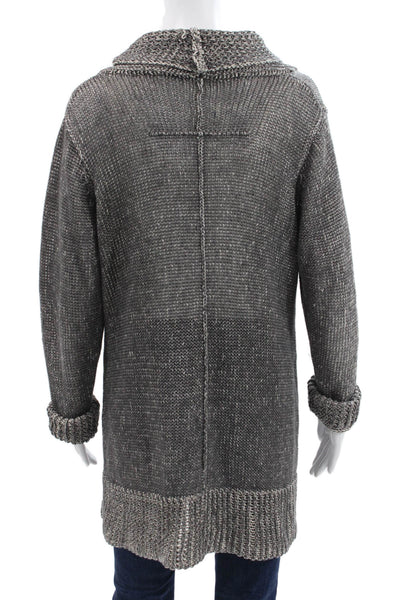 Margaret OLeary Women Collared Gray Cardigan Polyester Blend Size M