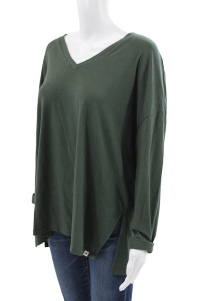 Roots Women Tunic V-Neck Long Sleeve Green Pullover T-Shirt Size M