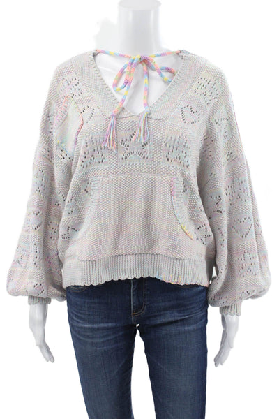 Love Shack Fancy Women Multicolor Geometric V-Neck Pullover Size S