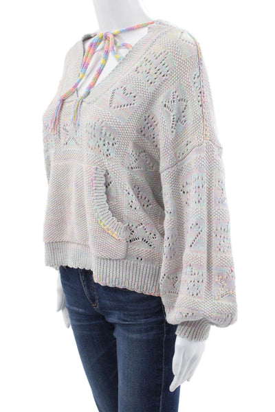 Love Shack Fancy Women Multicolor Geometric V-Neck Pullover Size S