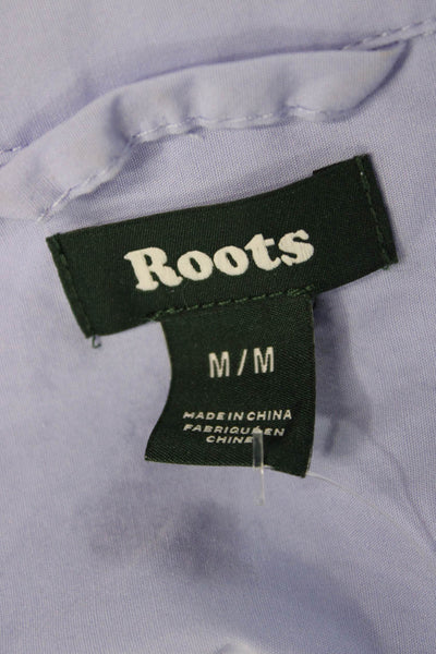 Roots Women Basic Button-Up Purple Cotton Collared Long Sleeve Size M