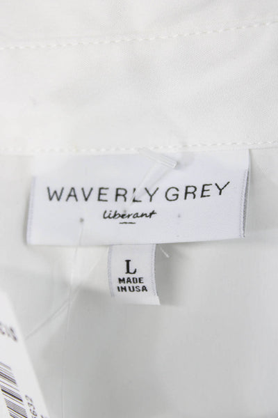 Waverly Grey Womens Floral Collared Long Sleeve Blouse White Size L