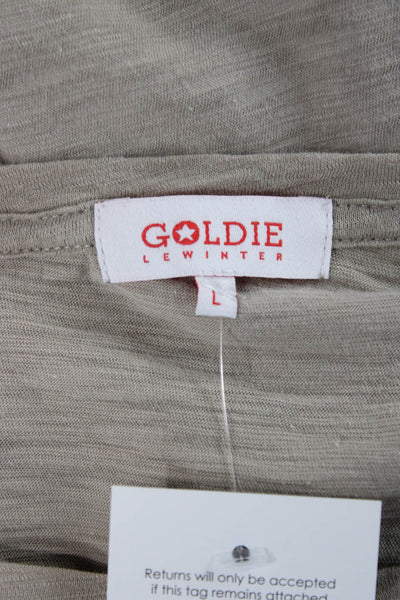 Goldie Womens Basic Beige Pima Cotton Round Neck 3/4 Sleeve T-Shirt Size L