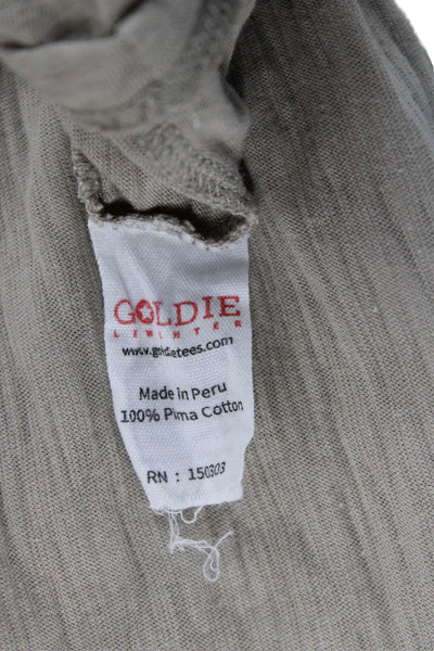 Goldie Womens Basic Beige Pima Cotton Round Neck 3/4 Sleeve T-Shirt Size L