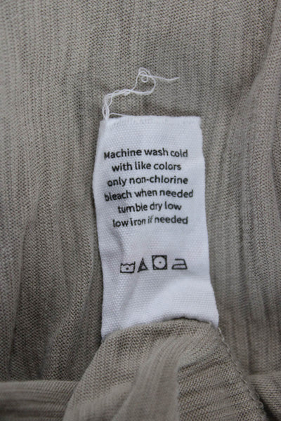Goldie Womens Basic Beige Pima Cotton Round Neck 3/4 Sleeve T-Shirt Size L