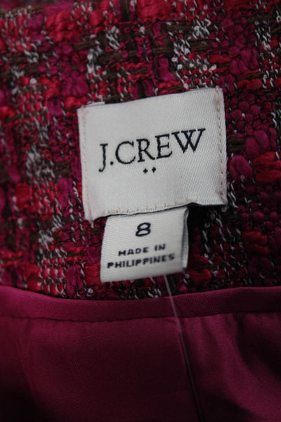 J Crew Womens Basic Jacket Pink Check Button Long Sleeve Polyester Size 8