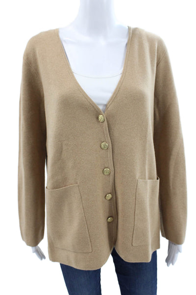 J Crew Womens Cardigan Beige V-Neck Long Sleeve Size S