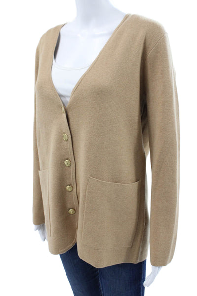 J Crew Womens Cardigan Beige V-Neck Long Sleeve Size S
