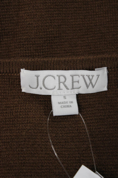 J Crew Womens Brown V Neck Cardigan Long Sleeve 35% Cotton Size S