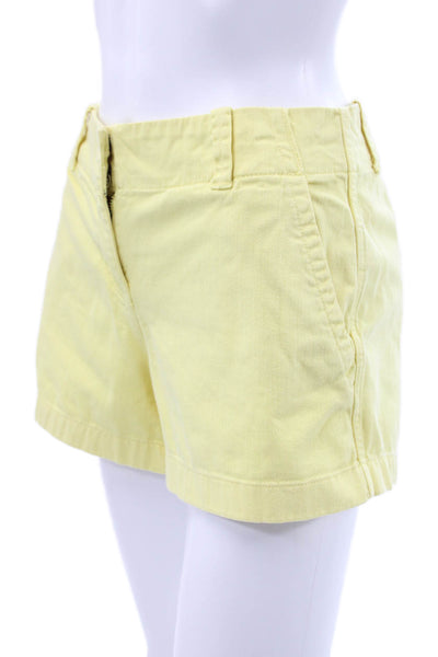 Vineyard Vines Women Yellow Chino Shorts Cotton Spandex Button Size 2