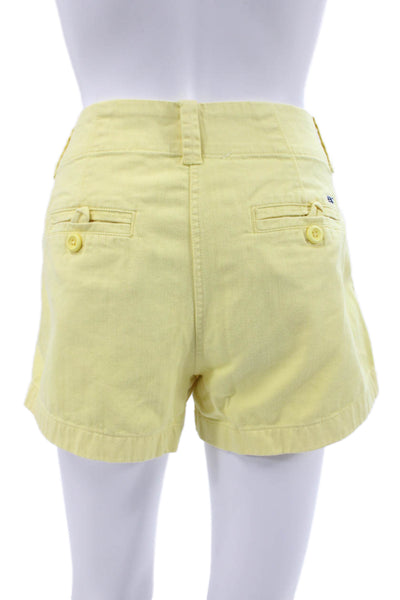 Vineyard Vines Women Yellow Chino Shorts Cotton Spandex Button Size 2