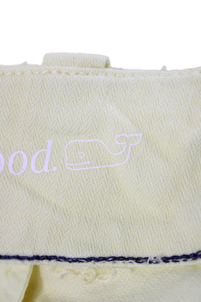 Vineyard Vines Women Yellow Chino Shorts Cotton Spandex Button Size 2