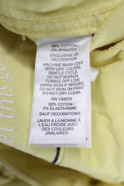 Vineyard Vines Women Yellow Chino Shorts Cotton Spandex Button Size 2