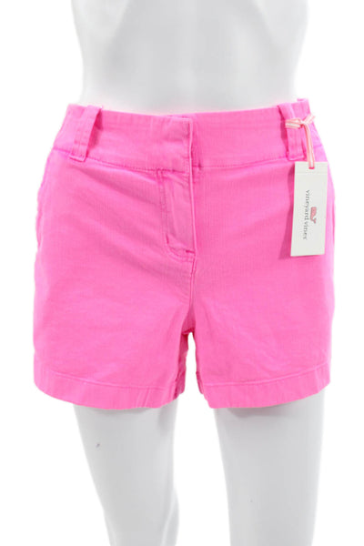 Vineyard Vines Women Pink Chino Shorts 98% Cotton Size 2