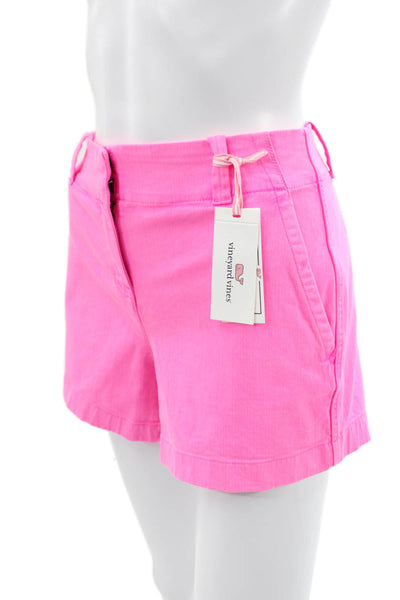 Vineyard Vines Women Pink Chino Shorts 98% Cotton Size 2