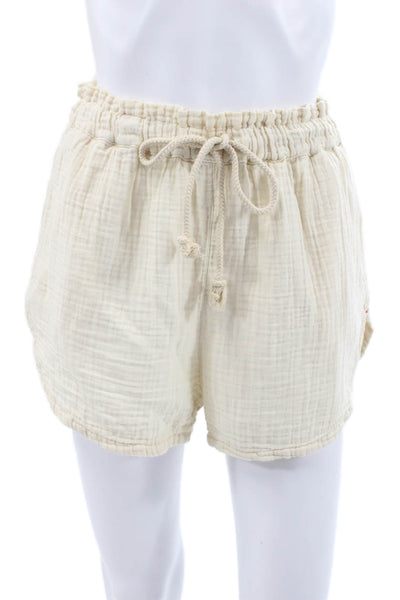 Xirena Womens Sweat Shorts Ivory Drawstring 100% Cotton Solid Summer Size S