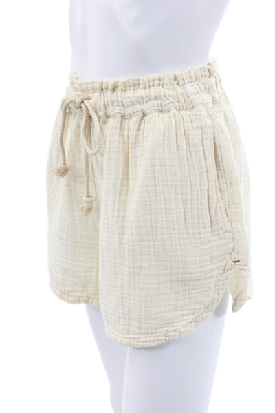 Xirena Womens Sweat Shorts Ivory Drawstring 100% Cotton Solid Summer Size S