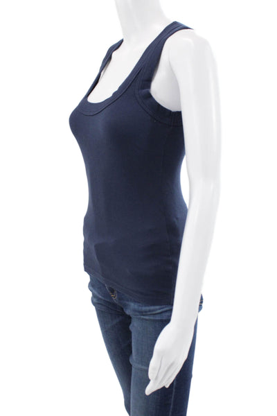 Sundays Women Basic Blue Scoop Neck Sleeveless Tank Size S