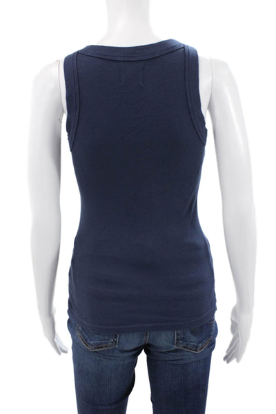 Sundays Women Basic Blue Scoop Neck Sleeveless Tank Size S